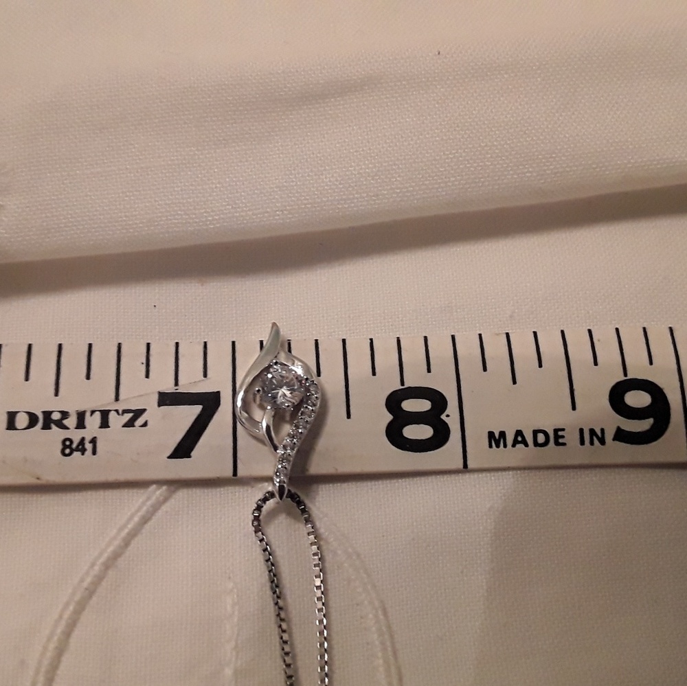 NEW STERLING 925 ITALY CZ PENDANT & CHAIN, 17" - Picture 7 of 8